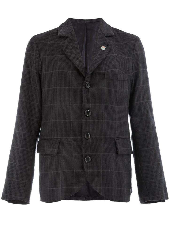 Geoffrey B. Small Checked Cashmere Jacket - Grey