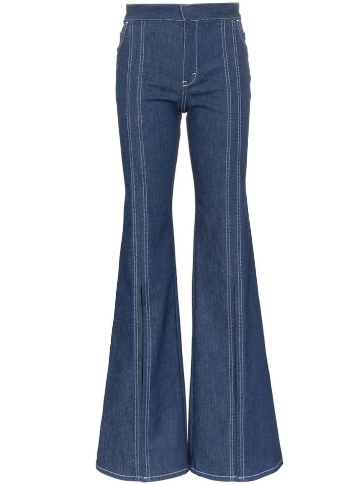 Chloé Contrast-stitch Split-hem Flare Jeans - Blue