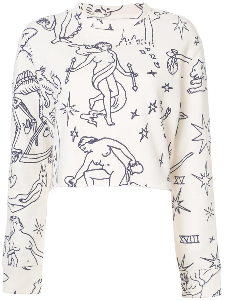 The Elder Statesman Doodle Print Sweatshirt - White
