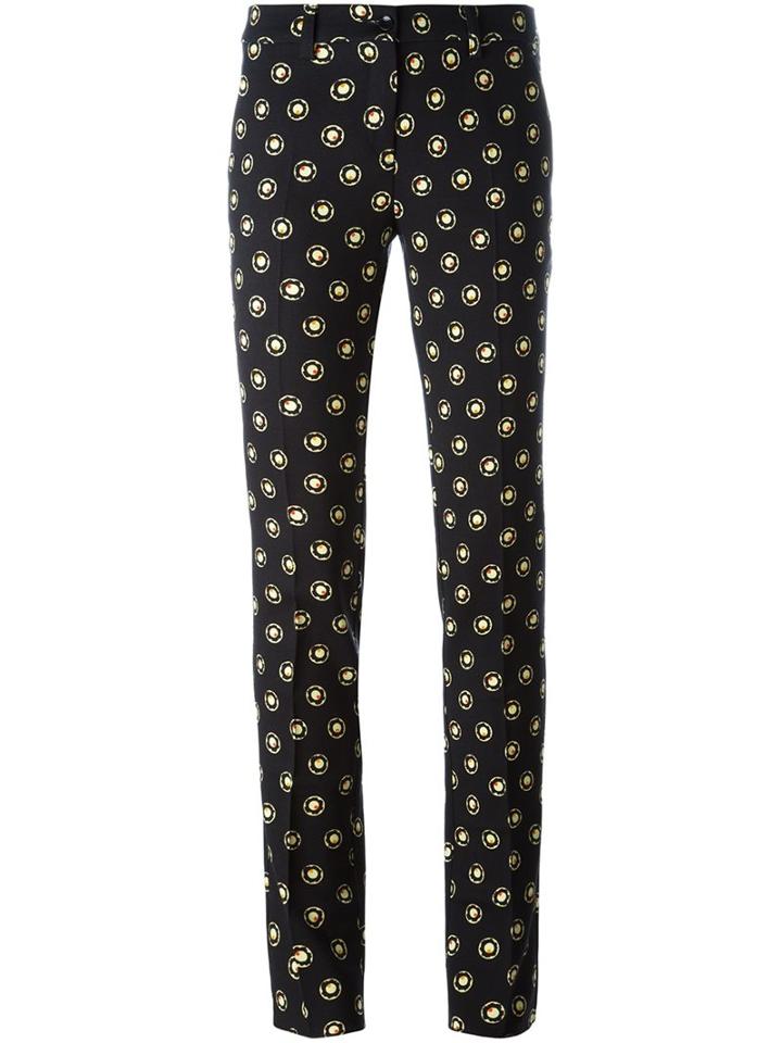 Etro Printed Slim-fit Trousers, Women's, Size: 46, Black, Spandex/elastane/wool