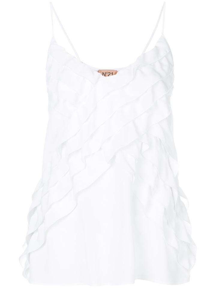 No21 Ruffle Trim Top - White