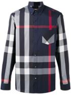 Burberry - Longsleeve Checked Shirt - Men - Cotton/polyamide/spandex/elastane - L, Blue, Cotton/polyamide/spandex/elastane