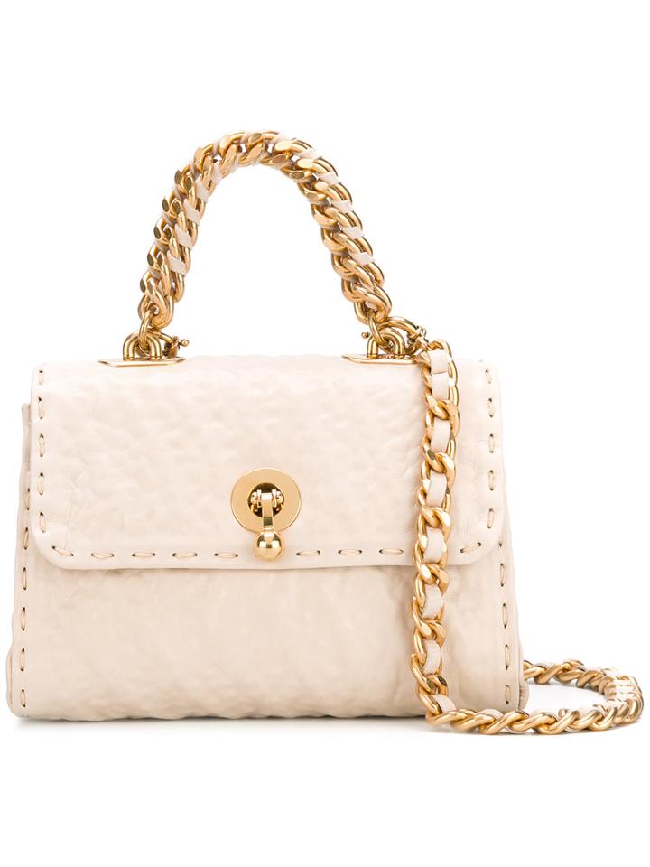 Ermanno Scervino - Chain Strap Embossed Tote - Women - Leather - One Size, Women's, Nude/neutrals, Leather