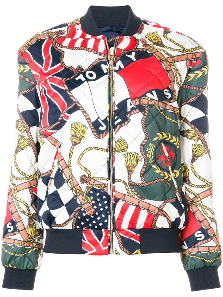 Tommy Jeans Flag Print Bomber Jacket - Multicolour