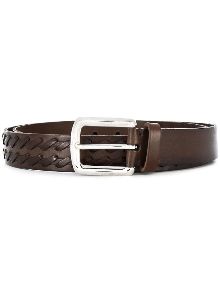 Brunello Cucinelli Weathered Woven Belt - Brown