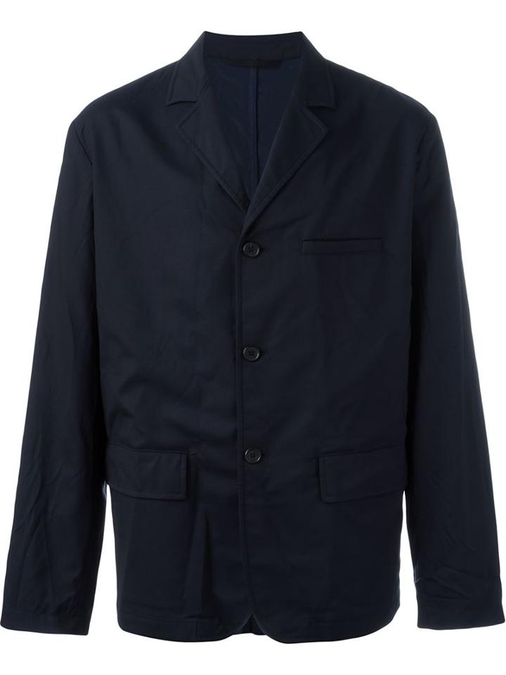 Marni Contrast Stripe Jacket, Men's, Size: 48, Blue, Virgin Wool