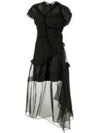 Preen By Thornton Bregazzi Frilled Organza Maxi Dress - Black
