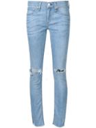 Rag & Bone /jean 'birdie' Ripped Knee Cropped Skinny Jeans, Women's, Size: 31, Blue, Cotton/polyester/polyurethane