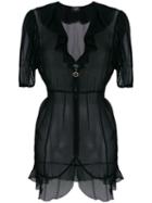 Chanel Pre-owned Sheer Ruffled Blouse - Black