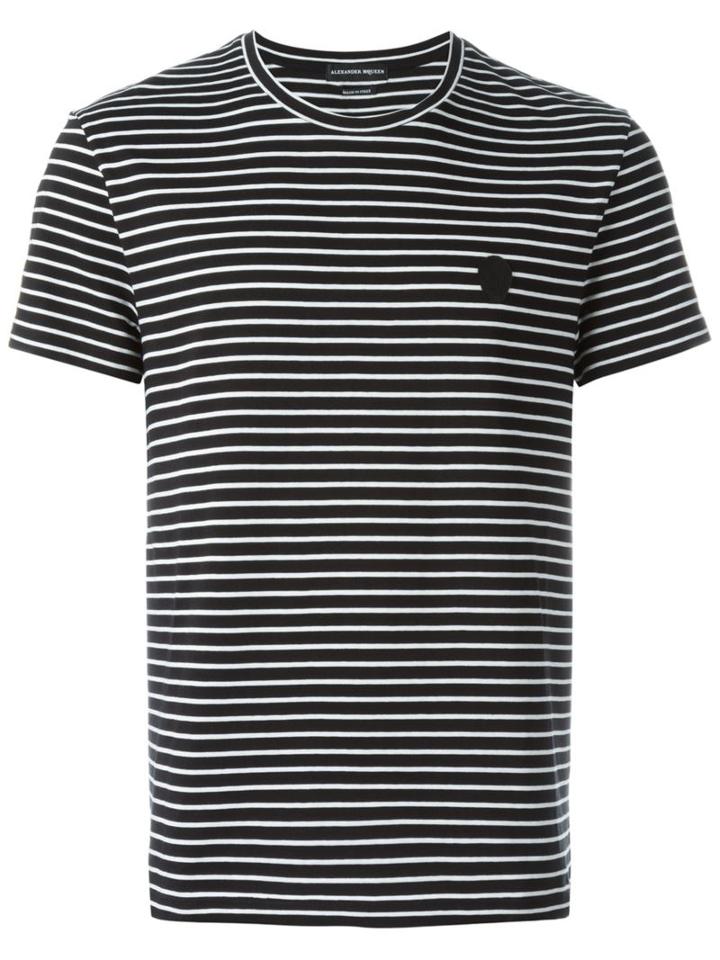 Alexander Mcqueen Striped Logo Patch T-shirt