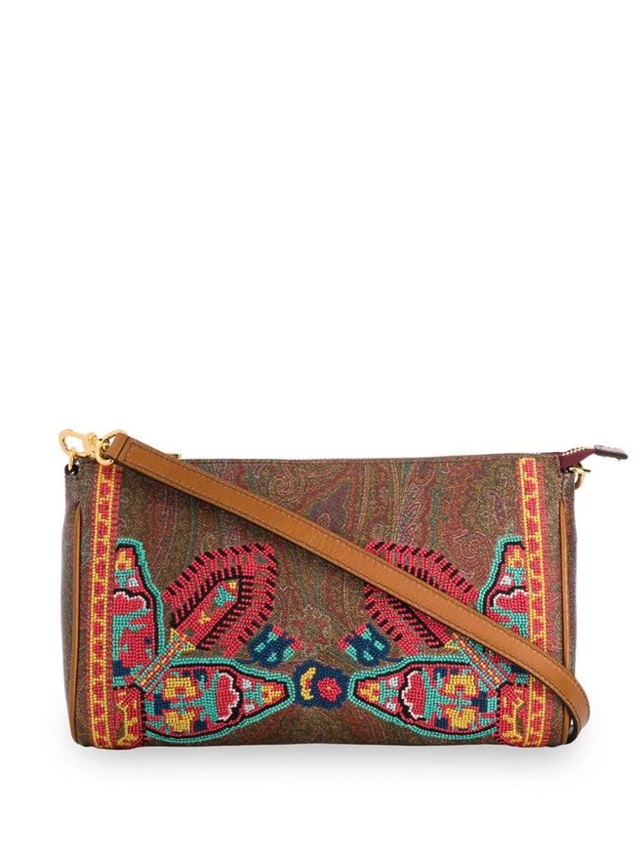 Etro Embroidered Shoulder Bag - Brown