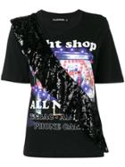 Filles A Papa Night Shop T Shirt With Sequin Frill - Black