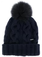 Woolrich Bobble Knitted Beanie - Blue