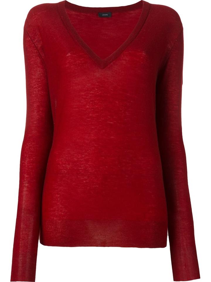 Joseph V-neck Jumper, Women's, Size: Small, Red, Cashmere