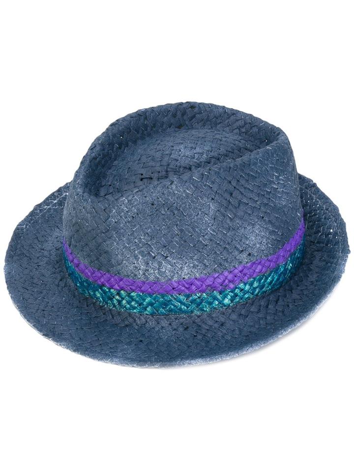 Le Chapeau Striped Panel Hat - Blu/v.2