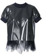 Kolor Tulle Trim T-shirt, Women's, Size: 2, Blue, Polyester/wool