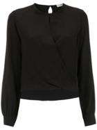 Egrey Wrap Style Silk Blouse - Black