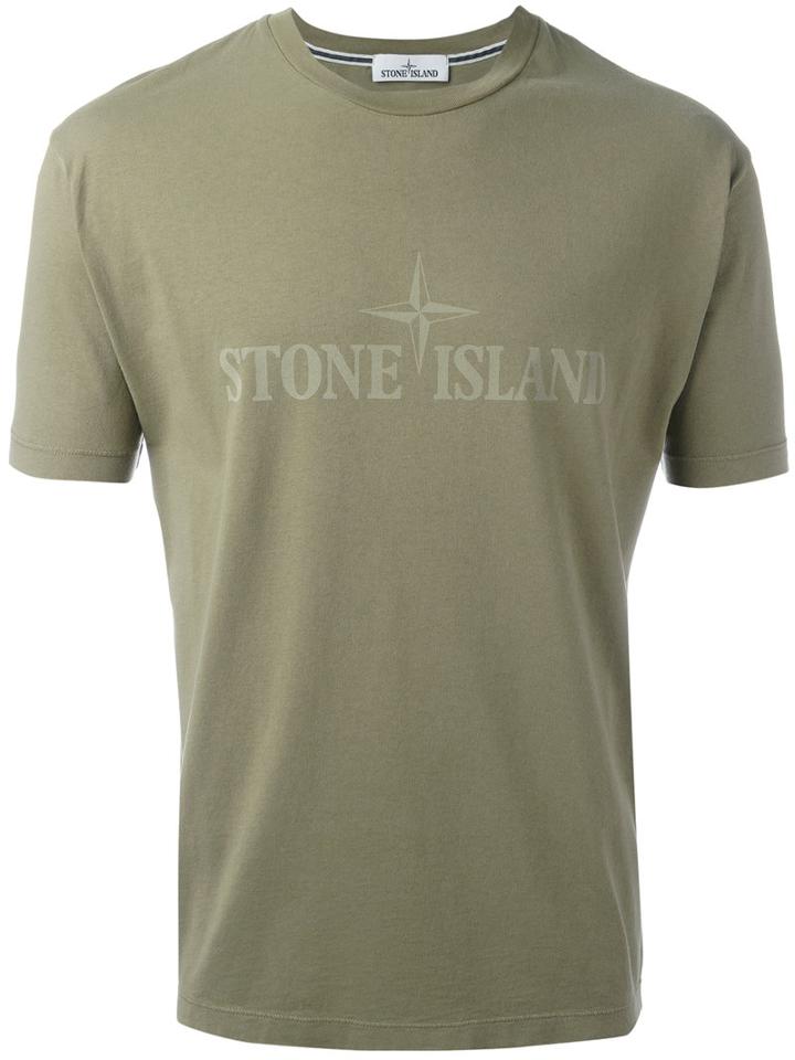 Stone Island Logo Print T-shirt, Men's, Size: Xl, Green, Cotton