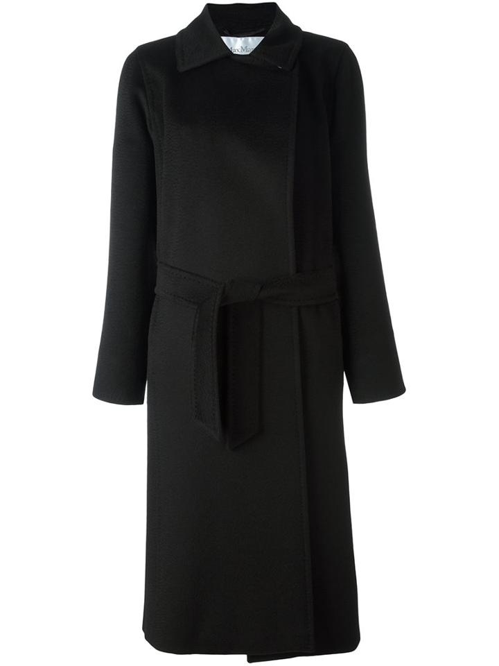 Max Mara Belted Coat, Women's, Size: 40, Black, Viscose/camel Hair