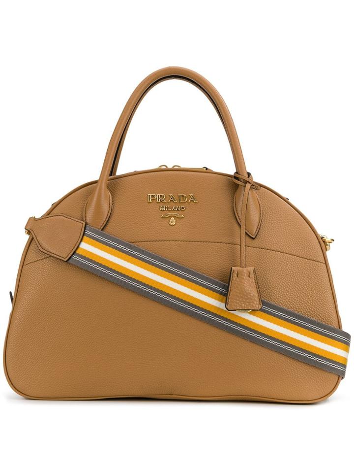 Prada Daino Bowling Bag - Brown