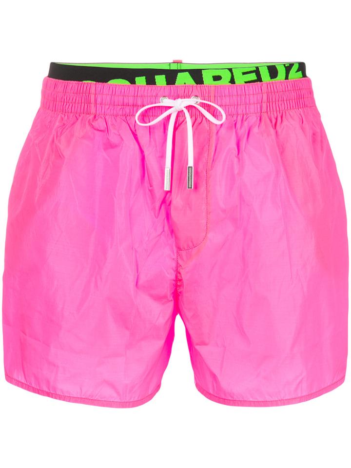 Dsquared2 Logo Band Swim Shorts - Pink & Purple