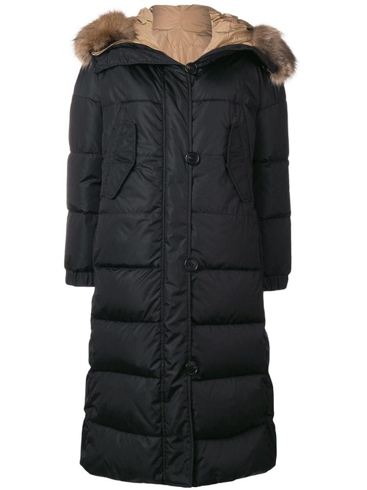 Max Mara Fox Fur Hooded Parka - Black