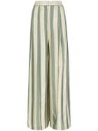 Off-white High-waisted Wide Leg Trousers - Green