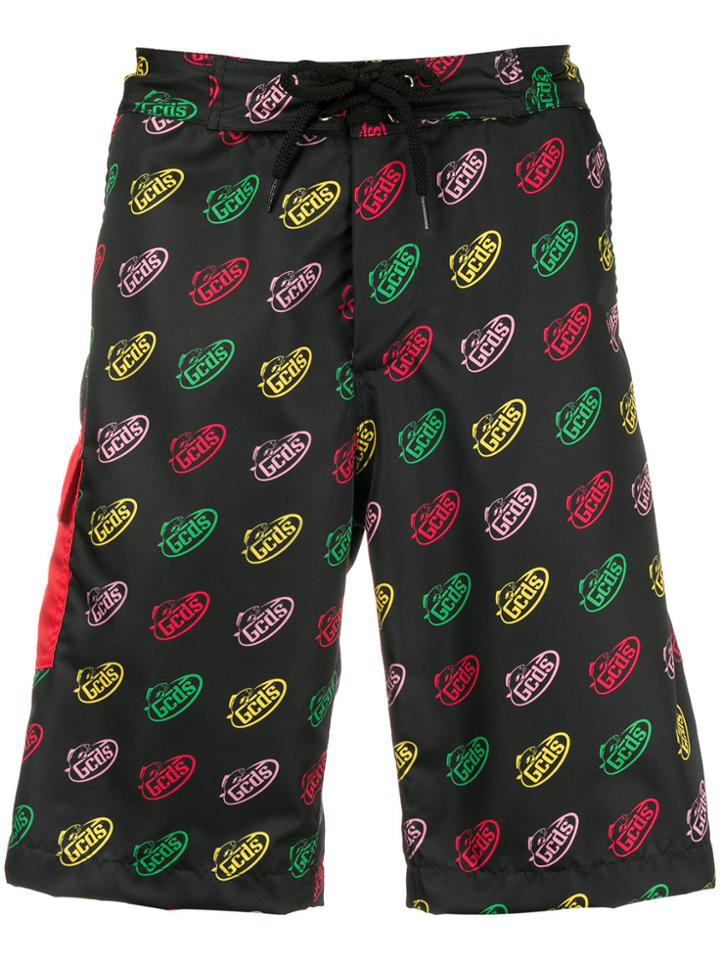 Gcds Logo Print Swim Shorts - Black