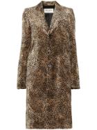 Saint Laurent Single-breasted Leopard-print Coat - Brown