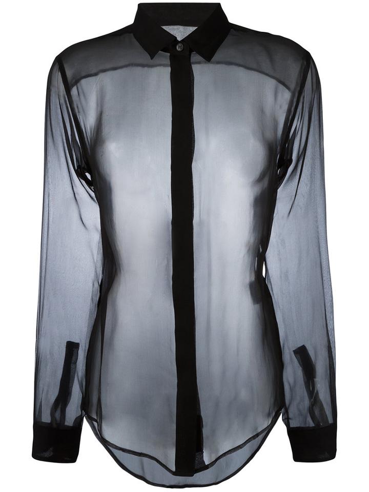 Transparent Fitted Shirt - Women - Silk - 36, Black, Silk, Saint Laurent