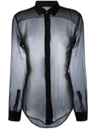 Transparent Fitted Shirt - Women - Silk - 36, Black, Silk, Saint Laurent