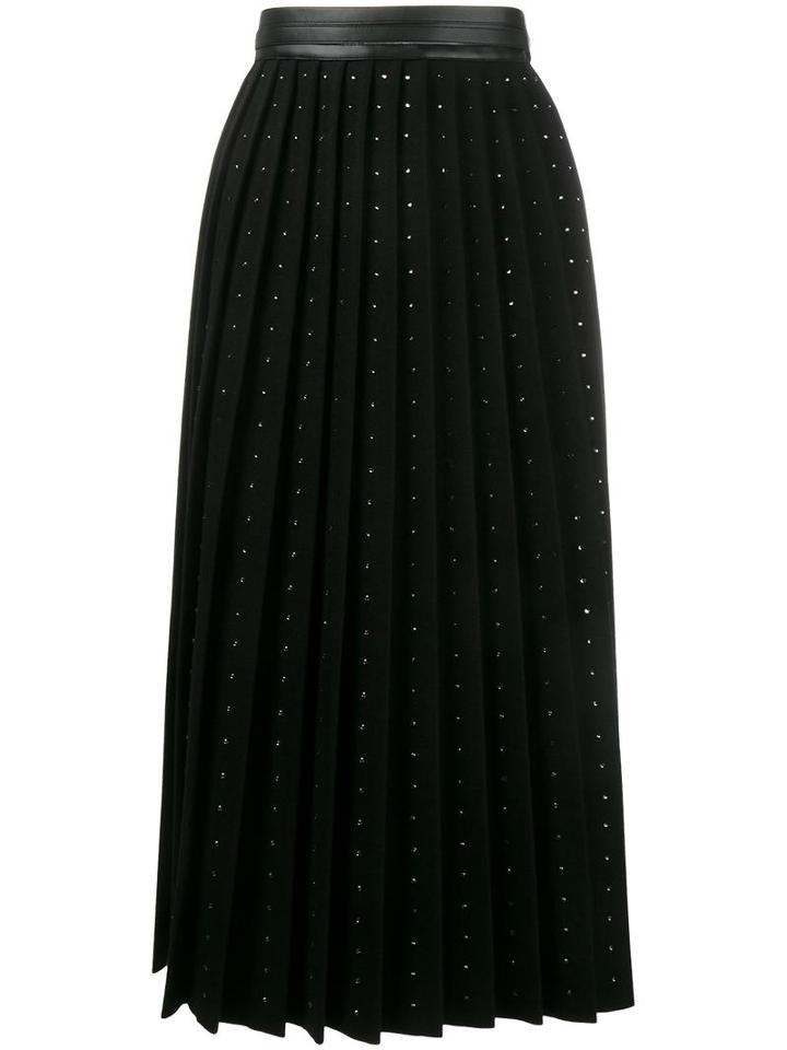 Valentino Pleated Skirt, Women's, Size: 42, Black, Virgin Wool