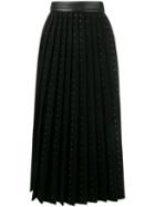 Valentino Pleated Skirt, Women's, Size: 42, Black, Virgin Wool