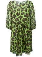 Blugirl Leopard Print Flared Dress, Women's, Size: 44, Green, Silk