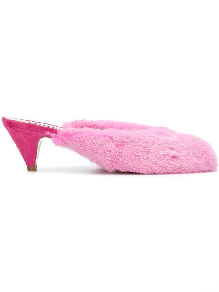 Natasha Zinko Kitten Heel Mules - Pink & Purple
