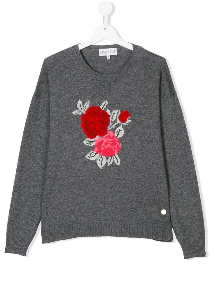 Simonetta Rose Intarsia Jumper - Grey