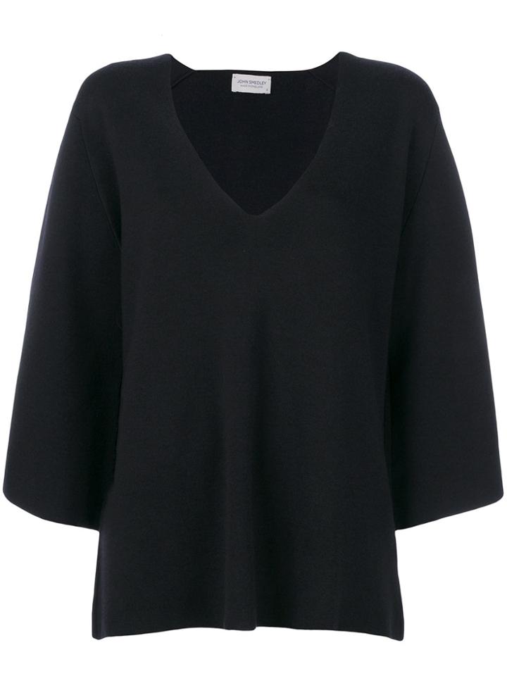 John Smedley Flared V-neck Sweater - Black