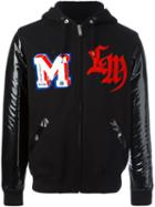 Love Moschino Patch Detailing Hooded Bomber Jacket, Men's, Size: 48, Black, Cotton/polyamide/other Fibres
