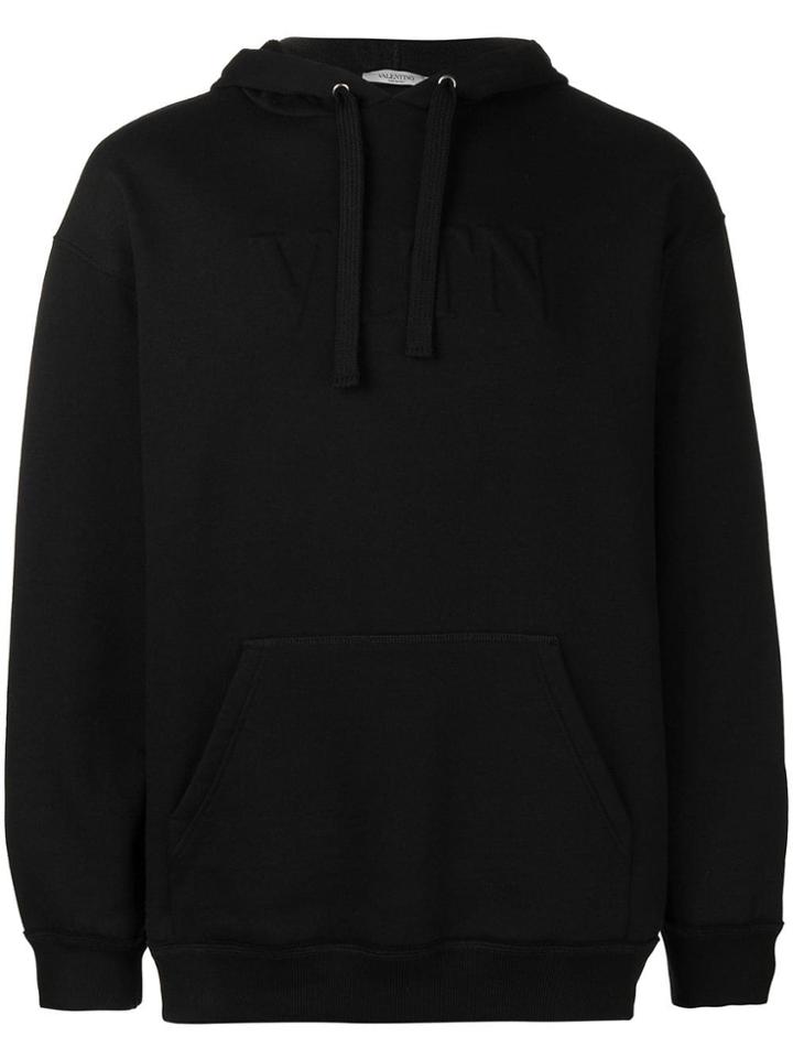 Valentino Embossed Logo Hoodie - Black