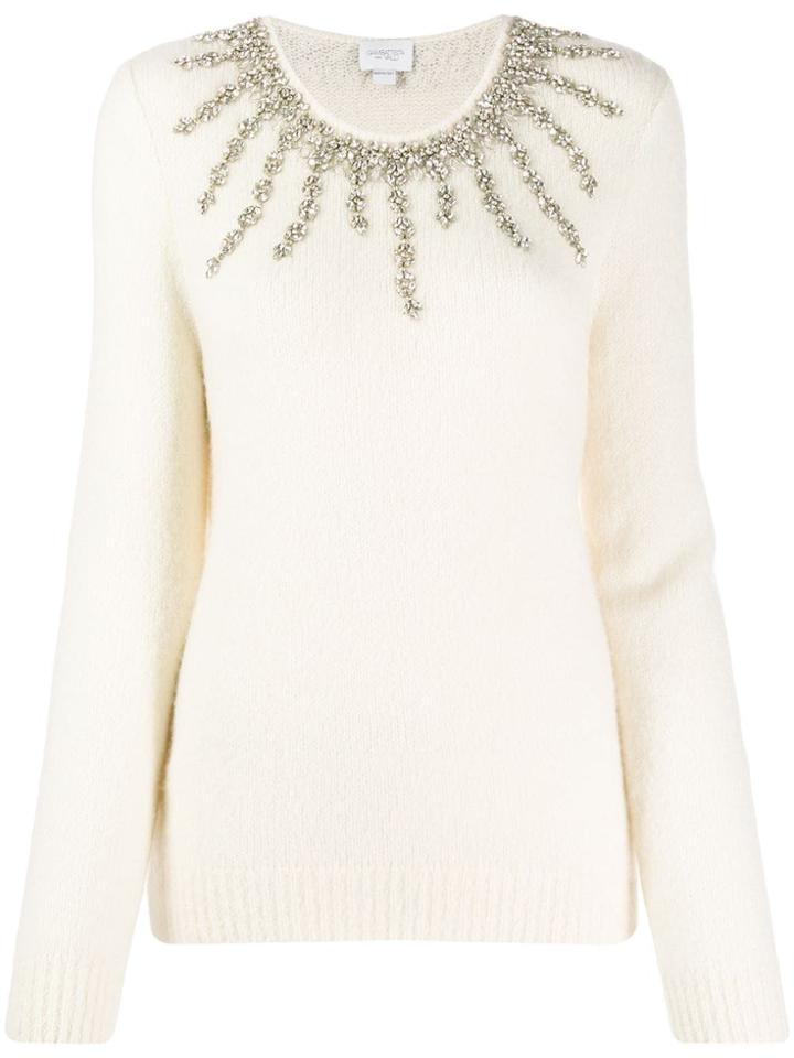 Giambattista Valli Crystal-embellished Knit Sweater - Neutrals