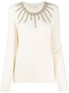Giambattista Valli Crystal-embellished Knit Sweater - Neutrals