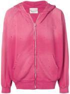 Laneus Distressed Hooded Jacket - Pink