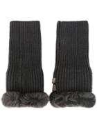 N.peal Cashmere Fingerless Gloves, Women's, Grey, Rabbit Fur/cashmere