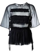 Salvatore Ferragamo Sheer Smocked Blouse
