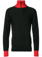 Ami Alexandre Mattiussi - Zipped Collar Sweater - Men - Cotton/viscose - Xs, Black, Cotton/viscose