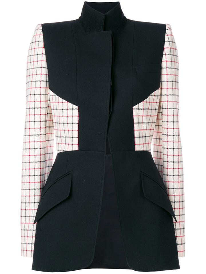 Alexander Mcqueen Grid Print Panelled Blazer - Black
