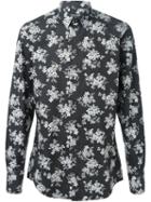 Dolce & Gabbana Floral Print Shirt, Men's, Size: 40, Black, Cotton