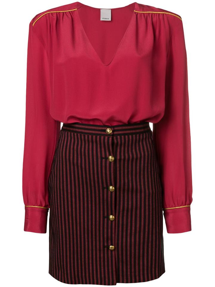 Pinko Striped Skirt Dress - Red