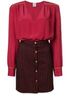 Pinko Striped Skirt Dress - Red
