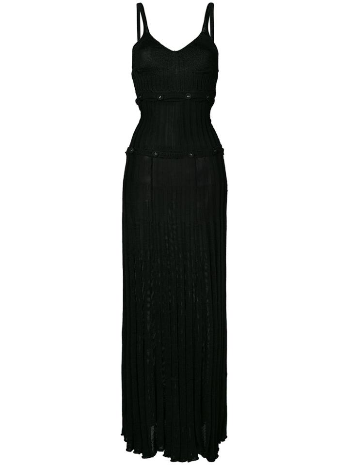 Christopher Esber Button Trim Ribbed Long Dress - Black